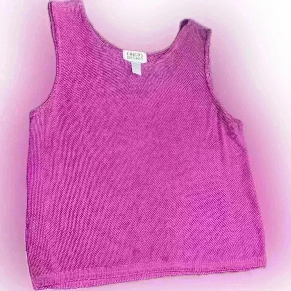 VINTAGE CHICOS DESIGN fuchsia/purple rayon knitted tank top - Picture 1 of 3